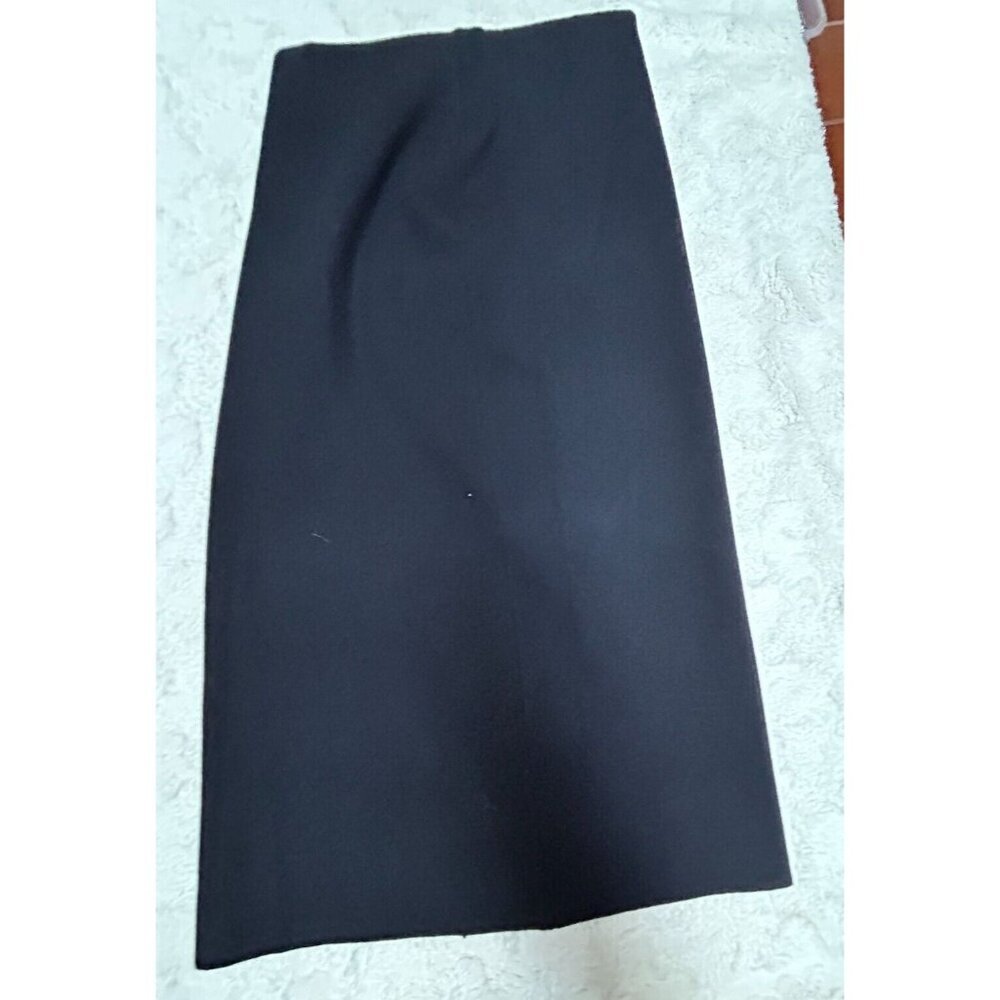 Mila Owen Womens Size F Navy Knit Straight Career Midi Skirt Wool Blend Lined